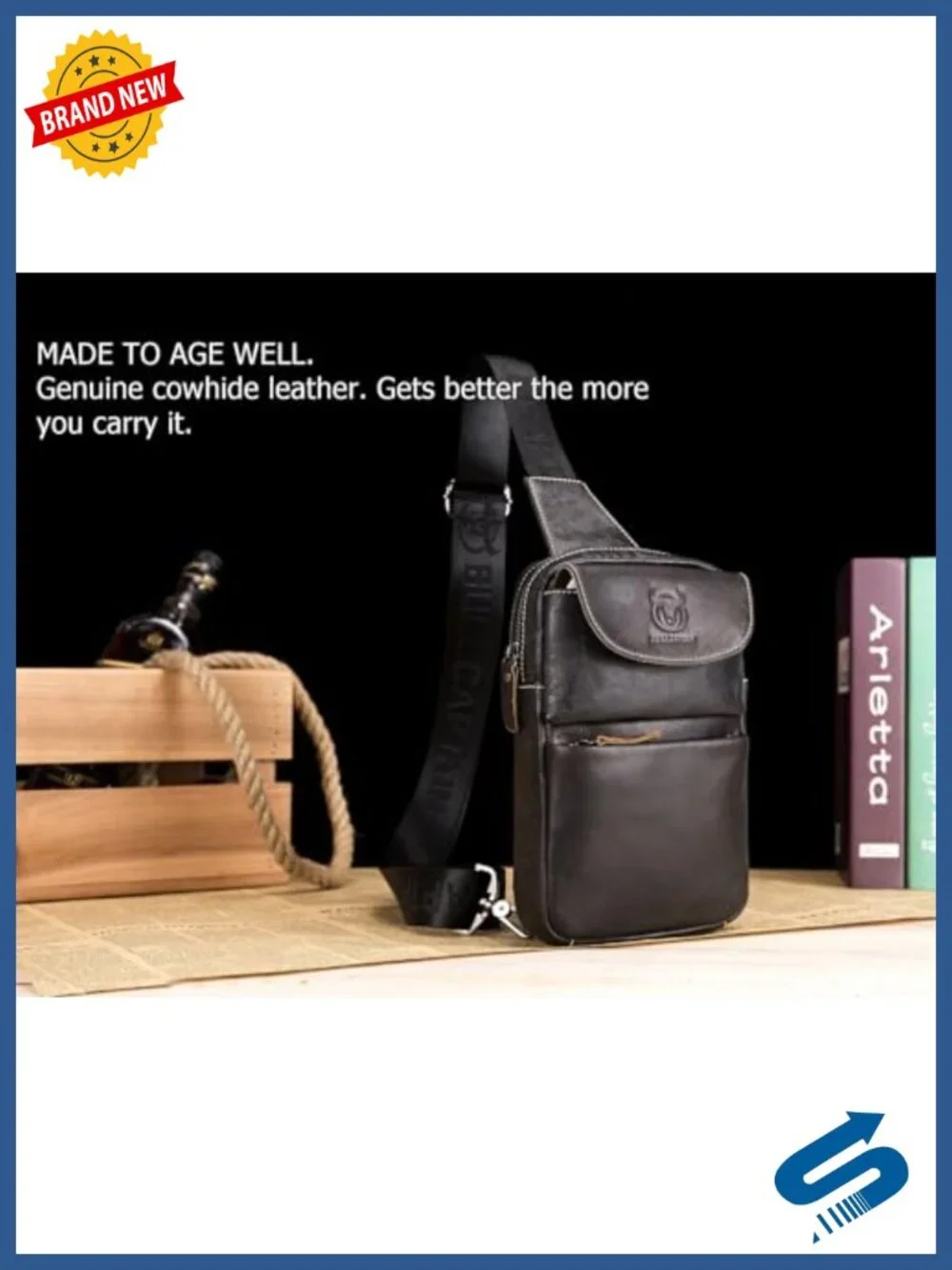 Genuine Leather Sling Backpack Crossbody Chest Bag for Travel Hiking